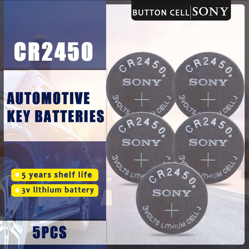 Оригинальный кнопочный Аккумулятор SONY CR2450 5 шт./лот 3 в литиевые батареи CR 2450 для