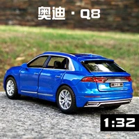 132 audi q8 alloy car diecast pull back sound light model toy metal vehicle high simulation mini car collection gifts toys boys