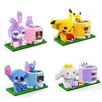 new disney series 1598pcs stitch star delu carton miniature building blocks pen holder educational toys childrens gifts