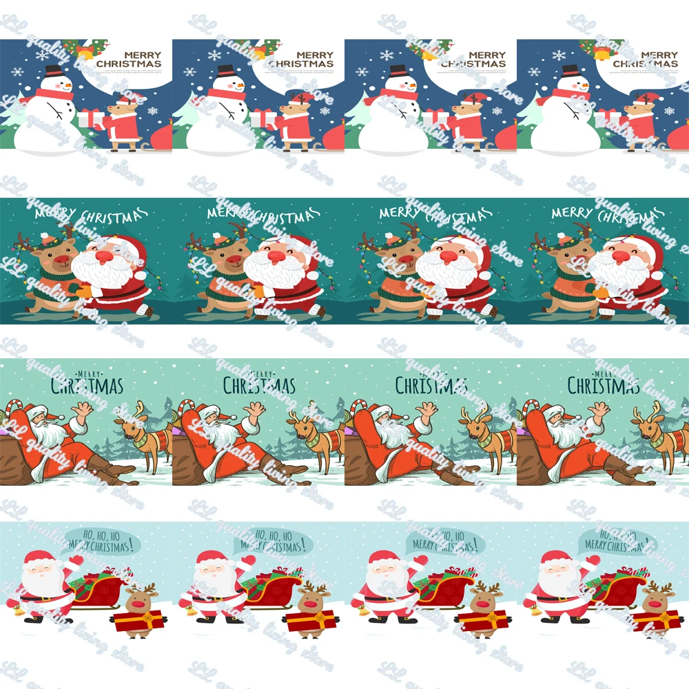

WL16-75mm Christmas Elk Printing Grosgrain Ribbon Gift Wrapping Hair Bow Diy Christmas Party Decoration Craft Supplies Wholesale