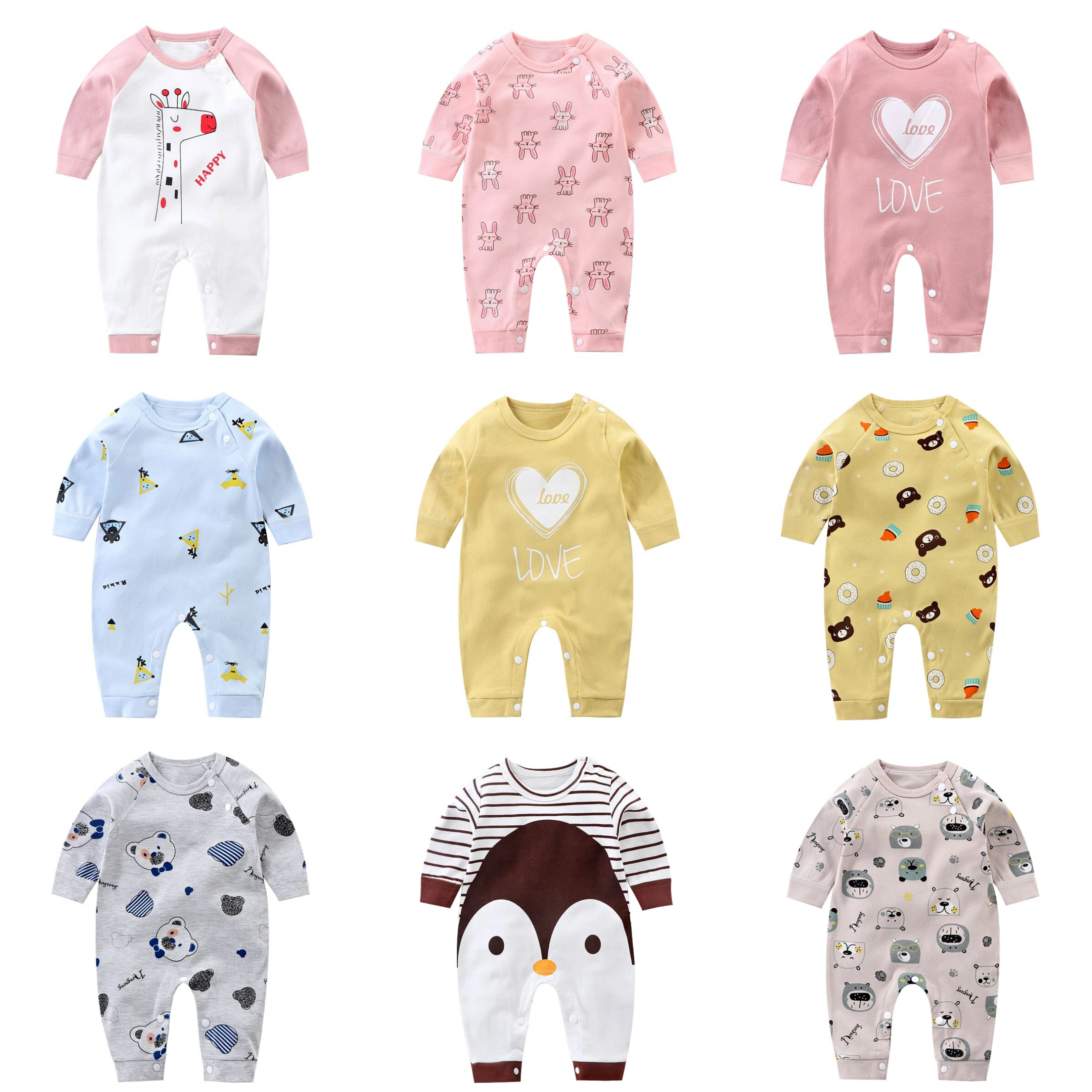 Комбинезоны для новорожденных Хлопковая одежда маленьких мальчиков и девочек