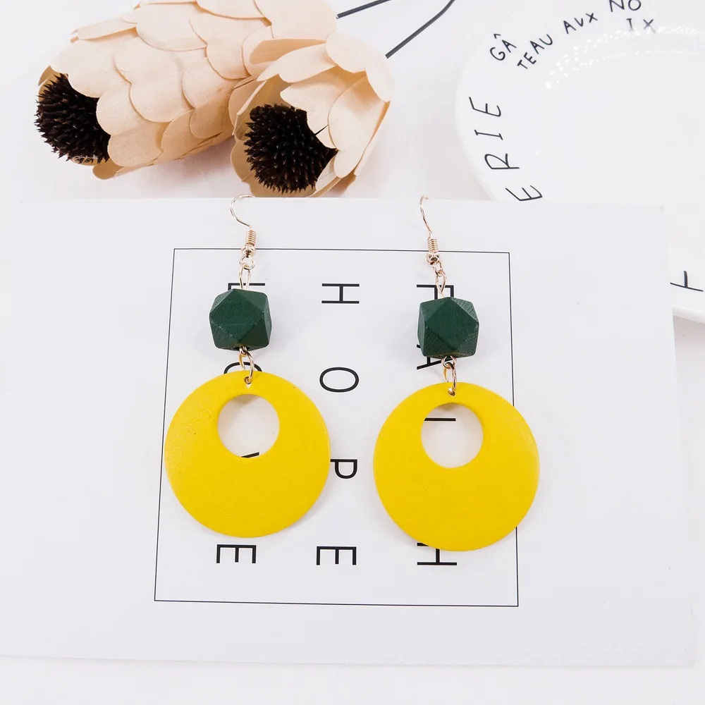 Модные корейские Желтые Женские Простые Подвесные серьги длинный банановый