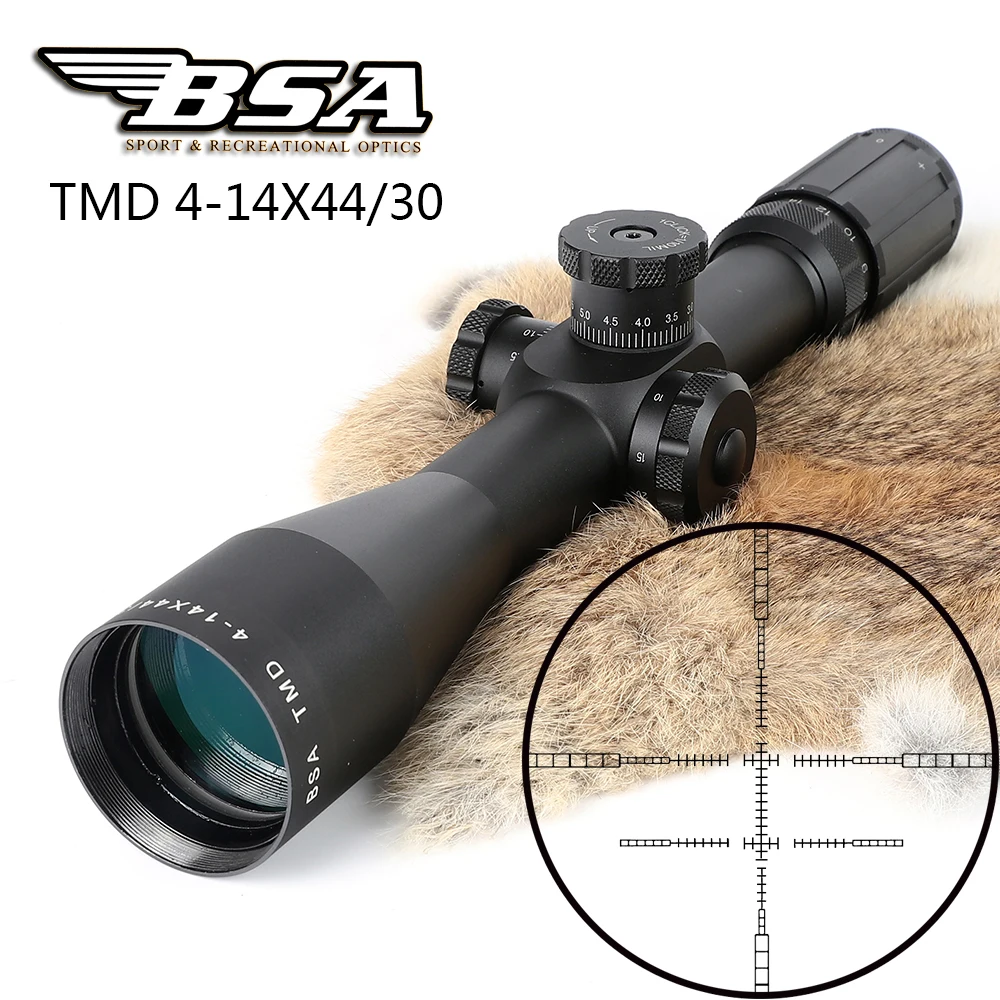 Тактический оригинальный BSA TMD 4-14X44 первый фокальный самолет боковой Фокус MIL-MIL