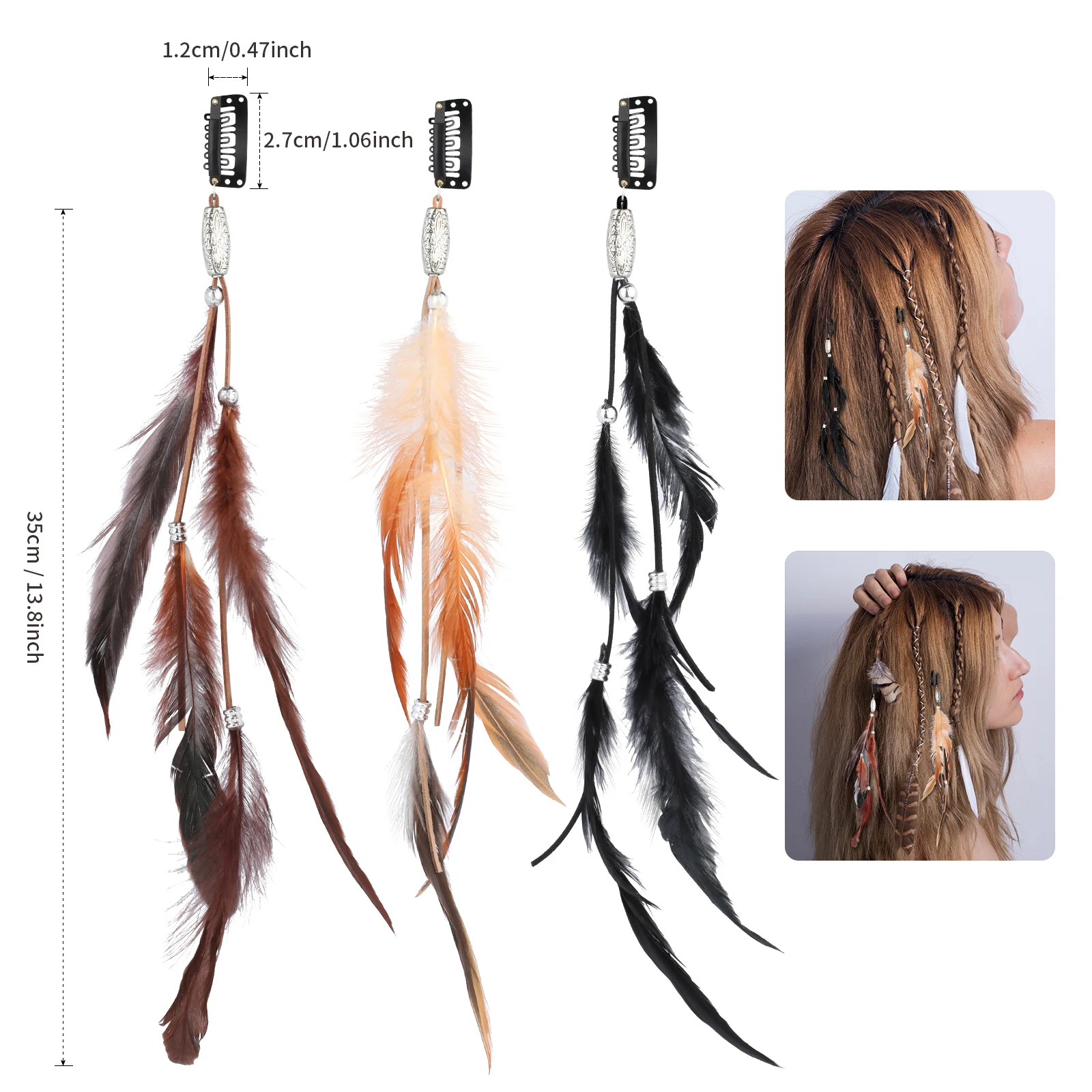 Women Feather Headband Novelty Ethnic Hair Ornaments Hippie  Indian Tassel Tribal Hair Rope Headpieces Party Bohemian Headwear images - 6