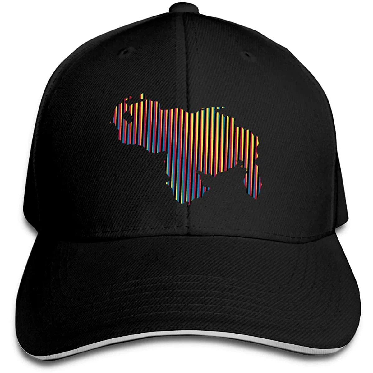 

Colored Venezuela Map Mens Baseball Caps Adjustable Peaked Sandwich Dad Hat Black