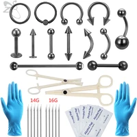 zs disponsable sterile body piercing kit nose septum labret lip piercing tools kit tongue belly navel ear cartilage needle tools