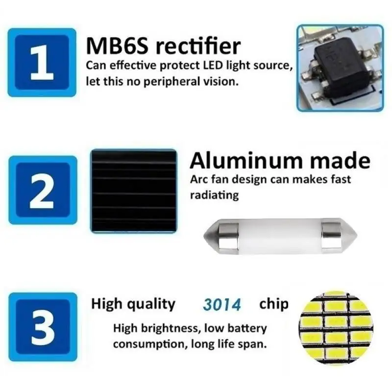 СВЕТОДИОДНЫЙ Автомобильный светильник 1 шт. 31 мм 36 39 41 C5W | Автомобили и мотоциклы