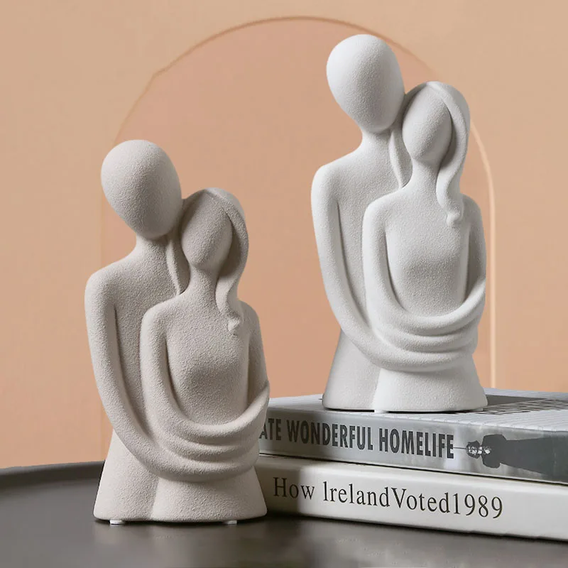 

Скандинавские абстрактные обнимающие влюбленные фигурки, художественные изделия, скульптура, Декор для дома, аксессуары, Современная смол...