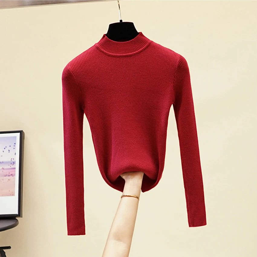 11 цветов Осень-зима женские водолазки свитера пуловеры авокадо зеленый базовый