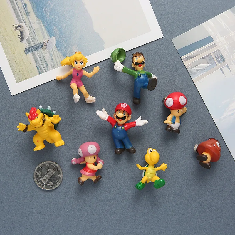 

8pcs Super Mario Bros 3D Creativity Fridge Stickers PVC Kids Toys Magnet on Back Home Decorations Action Figure Birthday Gifts