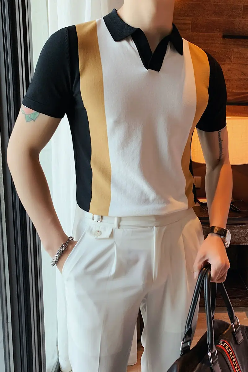 

Men's Short T-shirt Sleeve Summer Polo Shirt Mature British Trend Ice Slim Business And Leisure The New Listing Fashion