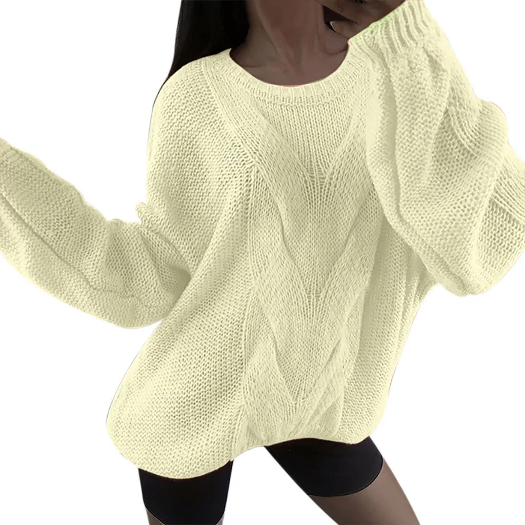 Casual Knitted Sweater Women Streetwear V Neck Long Sleeve Pullovers Loose Solid Coat Autumn Winter Fashion Women's Sweater#g3 | Женская