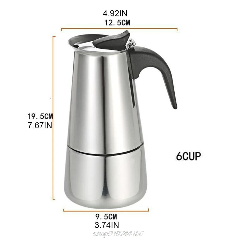

4/6Cup Coffee Maker Pot Espresso Latte Percolator Electric Stove Home Office Kit N3 20 Dropshipping
