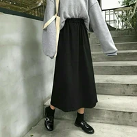 2021 autumn and winter half length skirt high waist mid length skirt middle aged growth skirt thin female black a line skirt