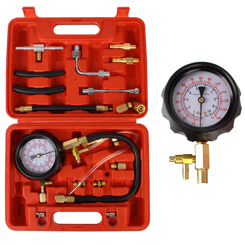 

Auto Diagnostics Tools TU-114 Fuel Pressure Gauge Quick Coupling 0~140psi 0~10bar For Fuel Injection Pump Tester Car Test Set