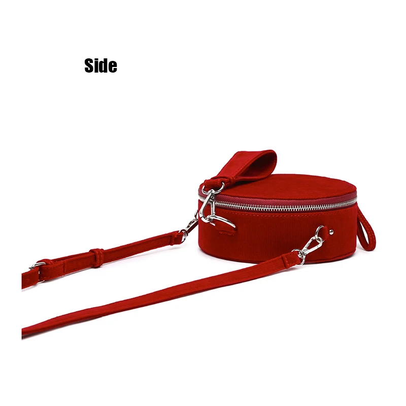 Новая модная женская сумка мини вельветовые сумки на молнии круглая плечо Lusury