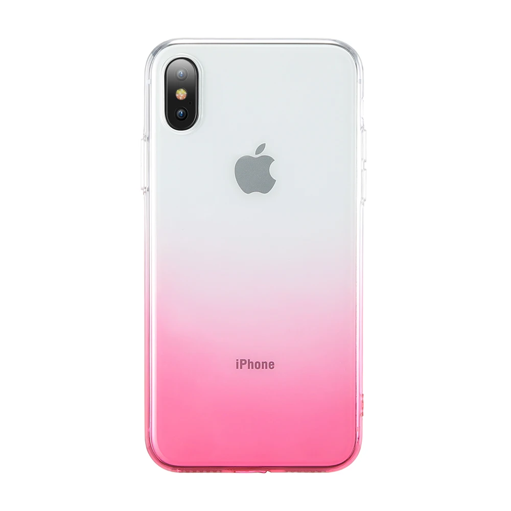 Розовый Градиентный прозрачный ТПУ Телефон чехол для IPhone 6 6S 7 8 Plus ультра тонкий прозрачный защитный чехол для IPhone X XS Max XR Fundas - Цвет: Розовый