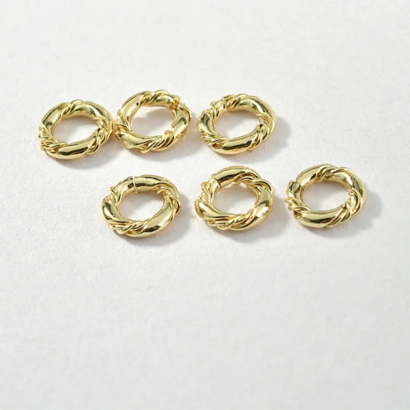 

Color-preserving real gold opening ring Fancy ring ring hanging connection pendant jewelry accessories diy material ring 8mm