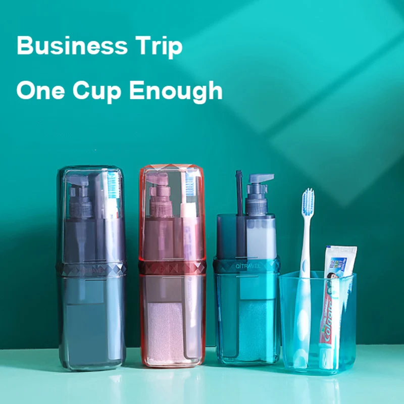 

Travel Toiletries Storage Cup Portable Toothbrush Towel Partition Storage Box Travel Wash Cup Bathroom Accessories Set