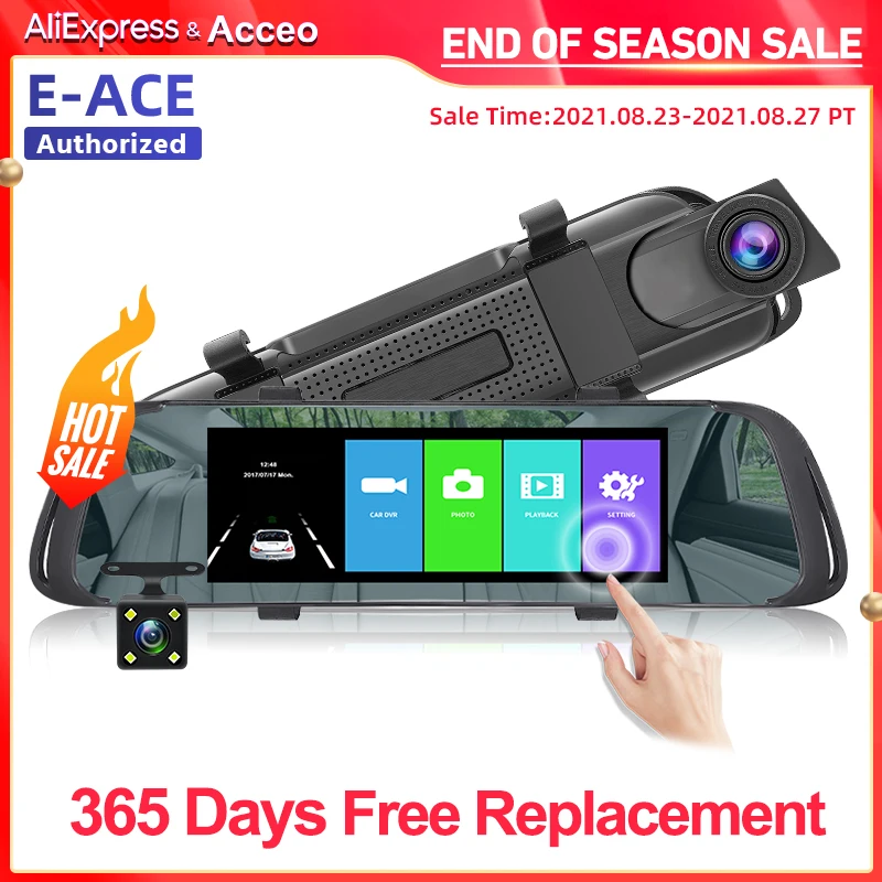 

Acceo A31 7 Inches Car DVR 1080P Touch Screen Media 170° Dual Lens Video Recorder Rearview Mirror Dash Cam Front and Rear Camera
