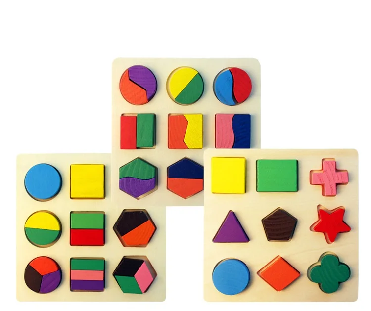 Деревянные геометрические формы Монтессори головоломка Сортировка