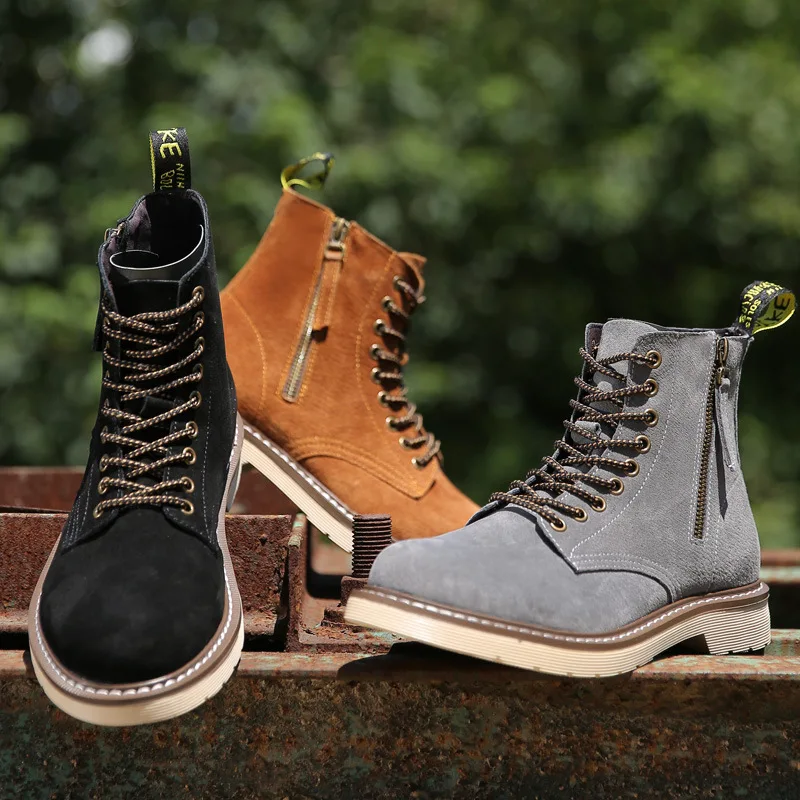 Winter Genuine leather plush sneakers men hiking shoes outdoor warm man boots sport retro fashion Martin 2019 |