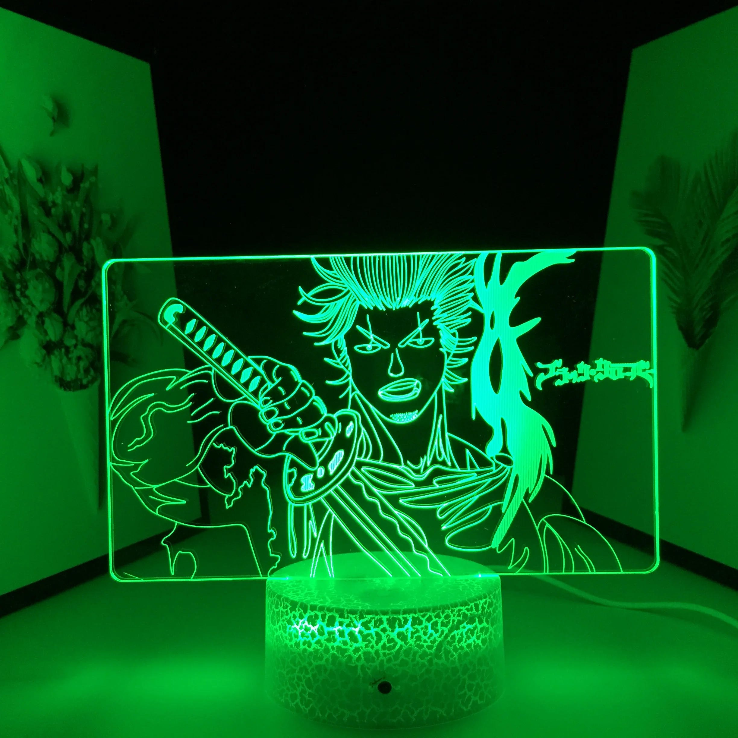 Фигурка аниме «черный клевер», 3D светодиодный ночник Yami Sukehiro для спальни, Декор, подарок на день рождения, ночник для манги, ночник для комна...