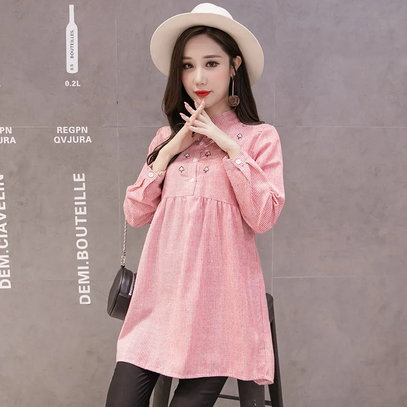 Осенние женские платья с длинным рукавом для беременных топы Повседневное