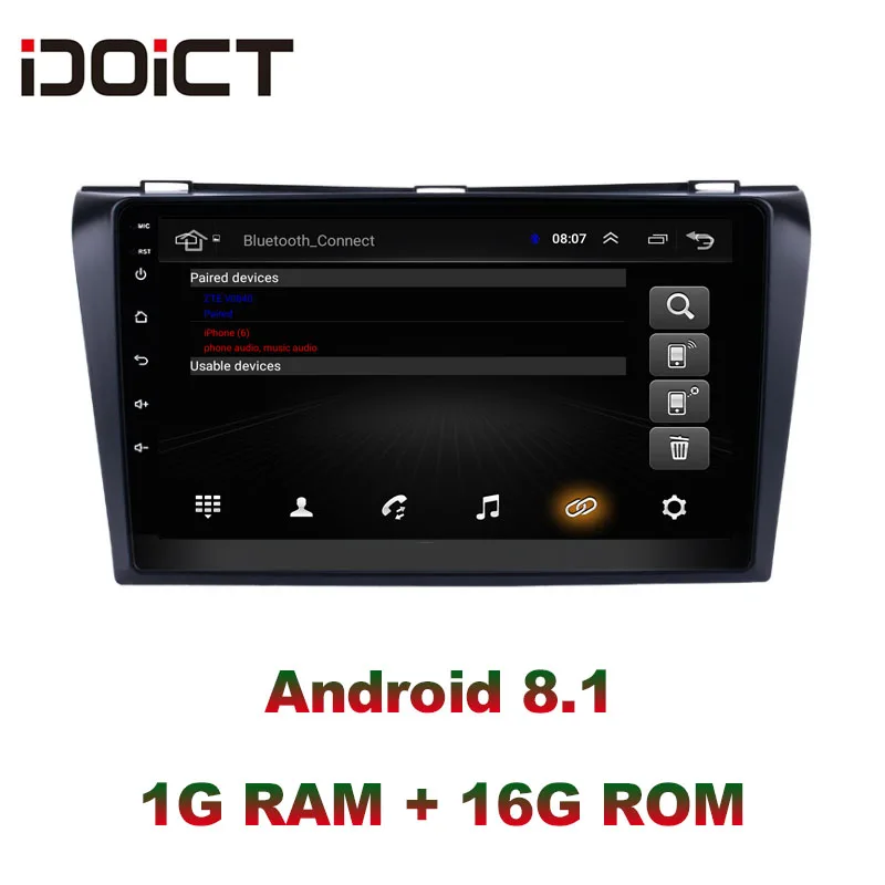 Автомобильный DVD плеер IDOICT Android 8 1 GPS навигация мультимедиа для Mazda 3 Радио 2004 2013