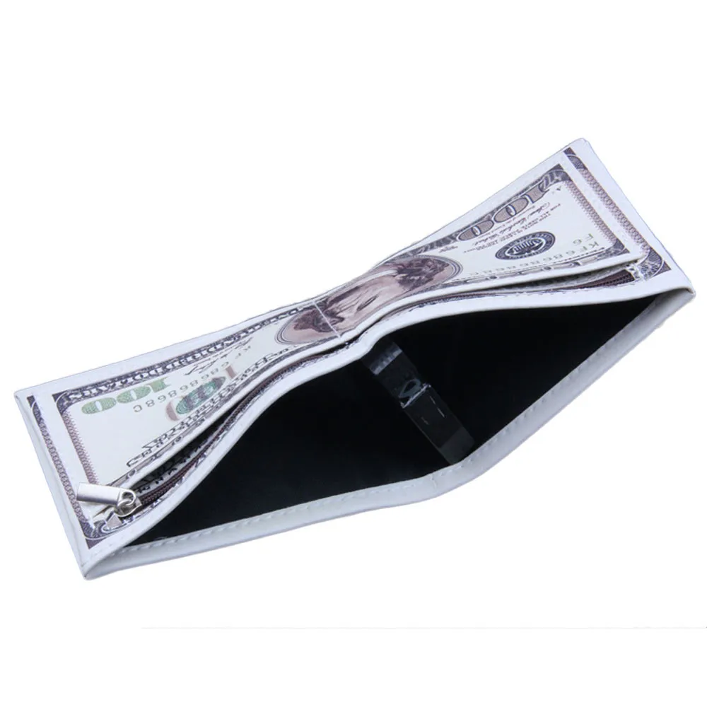 

Men US Dollar Bill Wallet Brown Leather Bifold Credit Card Photo Bag card holder carteira portfel purse