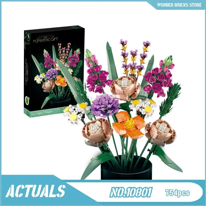 В наличии креативный букет MOC из роз строительные блоки совместимые с 10280