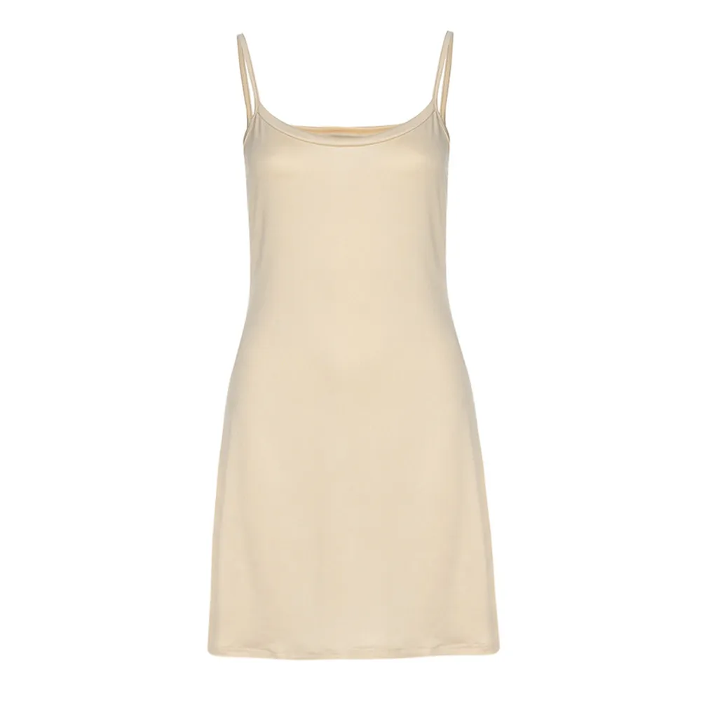 

Women Ladies Simple Basic Solid Color Camisole Summer Dress Sleeveless Spaghetti Straps Above Knee Dress Soft Comfort Sleepwear