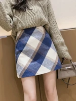 autumn and winter woolen korean style college style skirt female 2021 new student high waist bag hip skirt