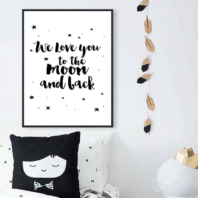 Картина на холсте с надписью I Love You To The Moon And Back TB88|Рисование и каллиграфия| |