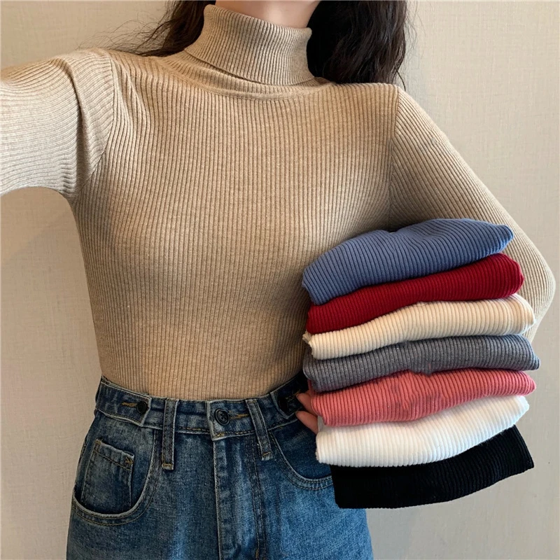 

Autumn Winter Turtleneck Warm Sweater Long-Sleeved Comfortable Knitting Top Women'S Slim Korean Casual Bottoming Shirt