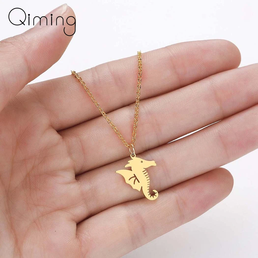 Подвеска в виде морского конька из нержавеющей стали колье с морскими животными