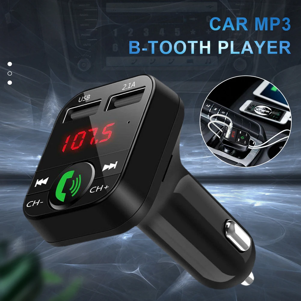 

Car FM Transmitter Wireless FM Radio Bluetooth-Compatible Wireless MP3 Player 5V Dual USB Charger with Mic Hands-free Calling