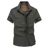 new fashion men casual military style short sleeve shirts loose baggy plus size shirt male clothing