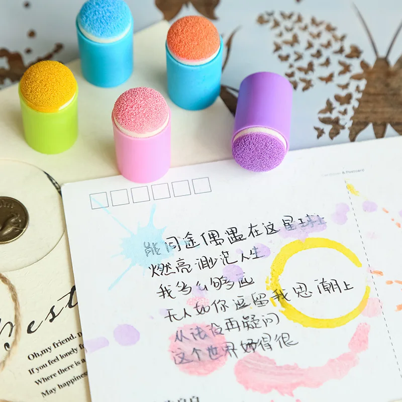 

3 Pcs DIY Smear and Color Sponge Finger Cots Child Finger Paint Graffiti Seal Handbook Ink Pad Smudge Coloring Tool