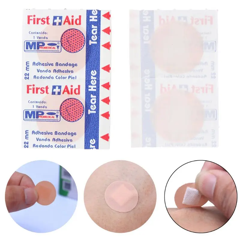 

100Pcs Adhesive Round Band Aid Wound Plaster First-Aid Circle Ring Bandage 22mm