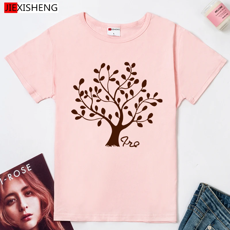 Модная женская футболка с круглым вырезом принтом дерева облегающие популярные