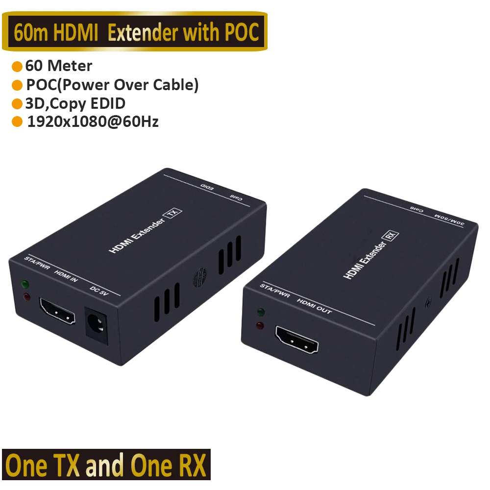 2020 HDMI удлинитель с ИК выходом 1080P 60 м RJ45 приемник передатчик по категории