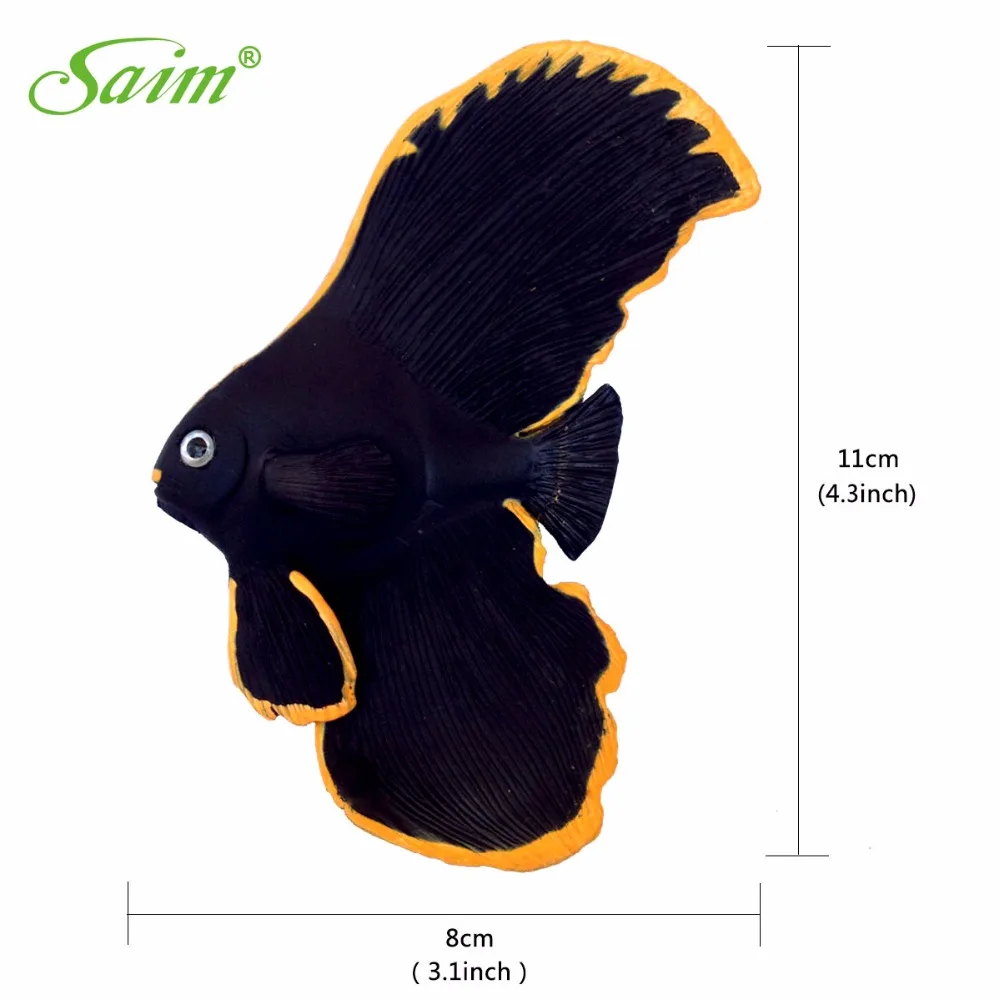 

4.3" New Arrival Robot Fishes Aquarium Ornaments Acuarios Creative Rubber Black Fish Fin Decoration for Fish Tank Accessories