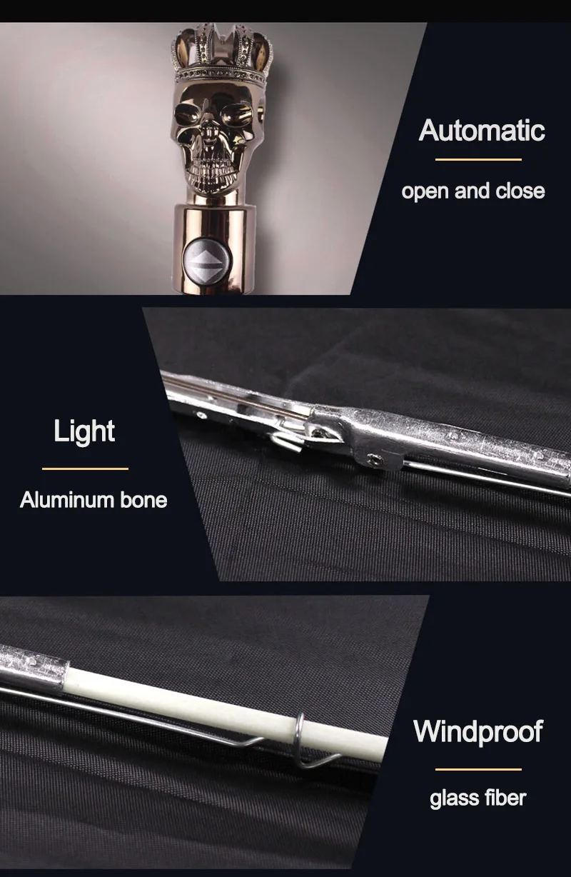 Автоматический складной зонт для мужчин уникальный с черепом мальчиков защита