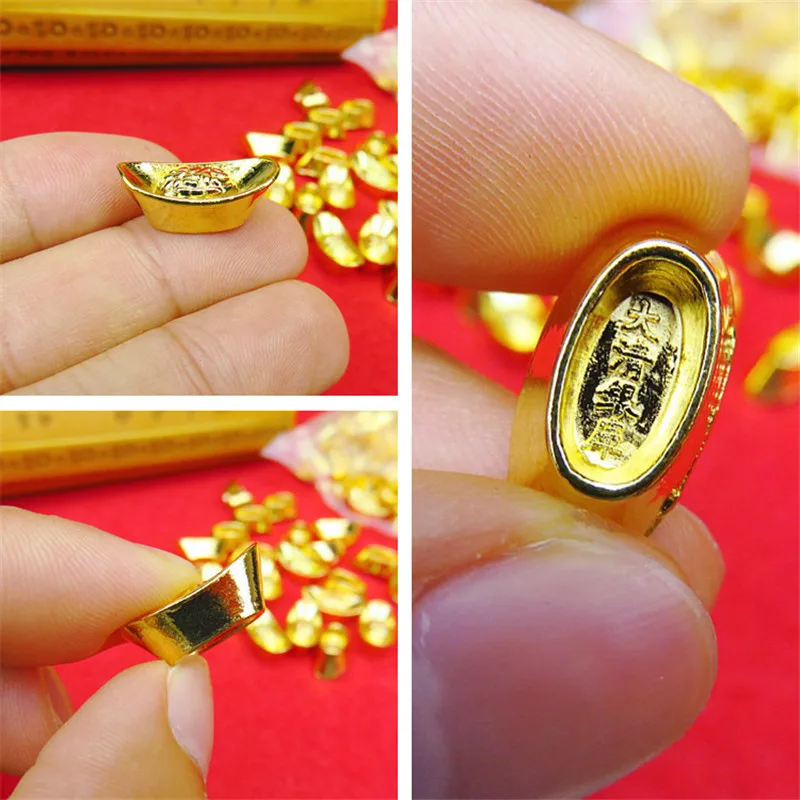 

Mini Ingot Ornaments Mobile Phone Shell Decoration Accessories Electroplating Gold Silver Trinkets Parent-child DIY Gadgets