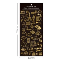 1 sheets golden foilded travelling world paper sticker notebook computer phone diy decorative stickers
