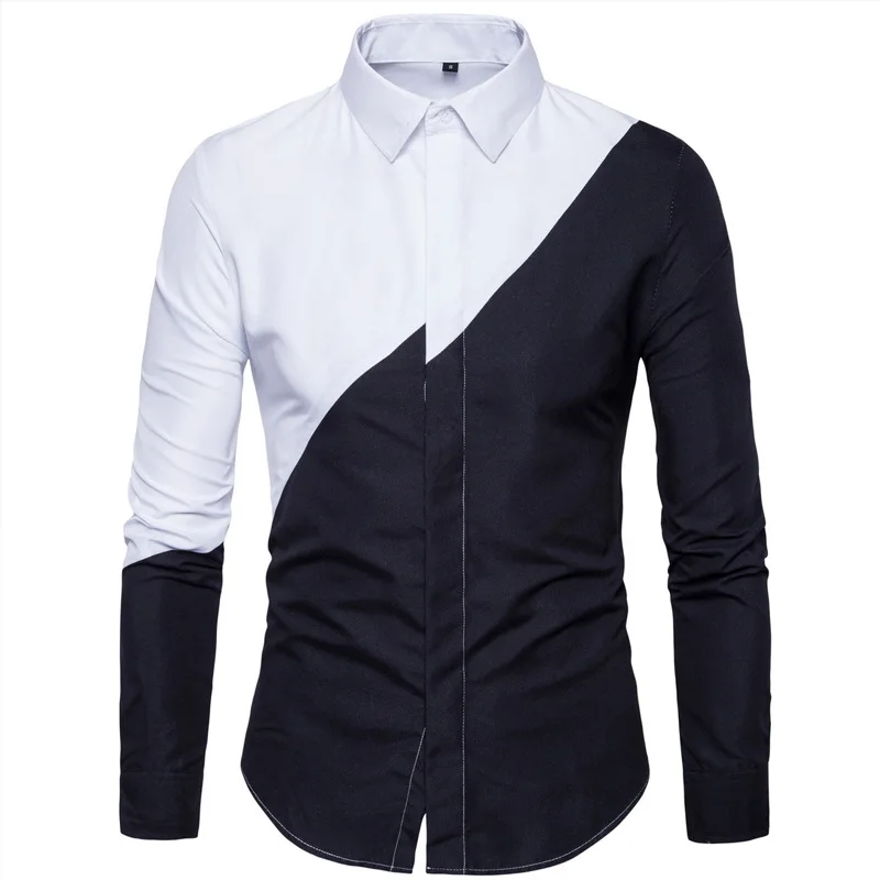 Рубашка MOOWNUC мужская с длинным рукавом модная уличная одежда в стиле пэчворк