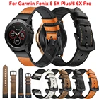 Ремешок спортивный для наручных часов Garmin Fenix 6 6S 6X 5X 5 5S 3 3HR Forerunner 935 945, быстросъемный кожаный браслет, 22 26 мм