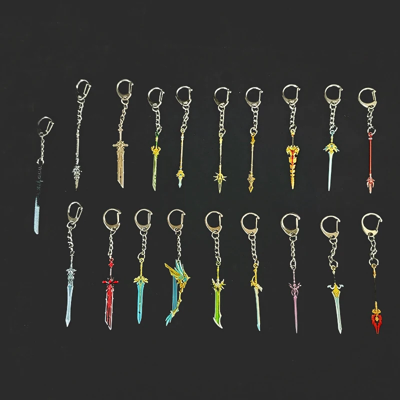 

Anime Genshin Impact 6cm Sword Keychain Zhongli Venti Diluc Xiao Alloy Weapon Keychain Skyward Blade Keyring Gifts Collections