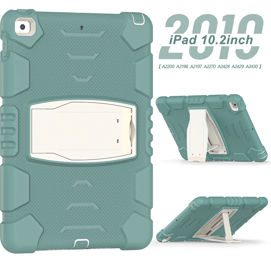 

Three Layer Protective Full Body Protective Back Cover for iPad 10.2 Shockproof Cover 2019 2020 2021 Silicone Case+Pen